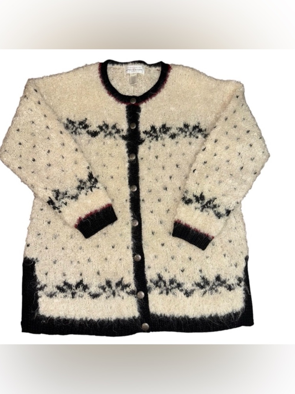 Jones New York Sport Hand Knit Mohair Wool Cardigan Sweater Women’s Medium